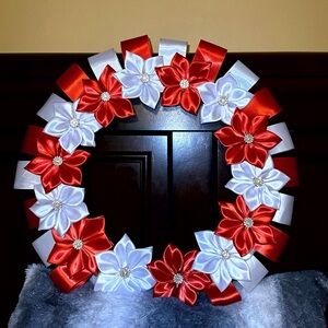 Festive Red and White Holiday Wreath